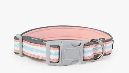 Striped Adjustable Dog Collar for Dogs – Pink