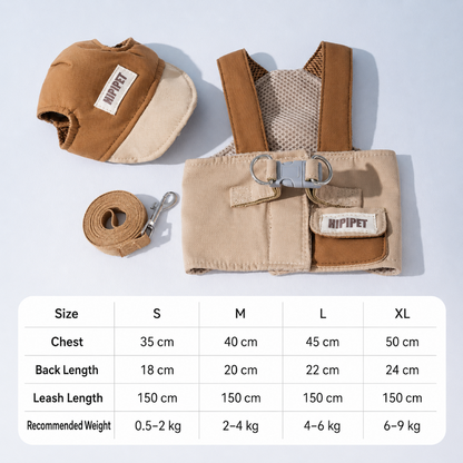 Gingham Harness, Leash & Hat Set