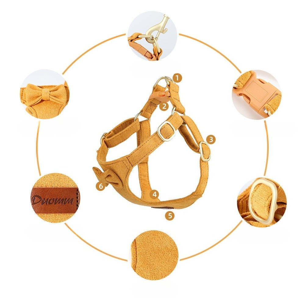 Soft Faux Suede Harness, Leash & Collar Set