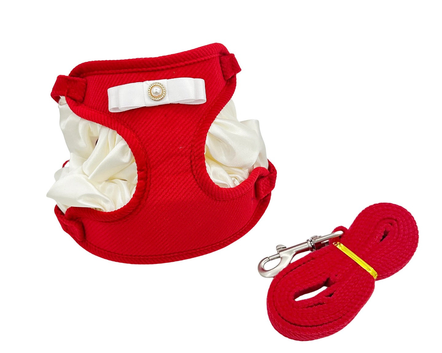 Cream French Mesh Dog Harness Set for Dogs – Pink