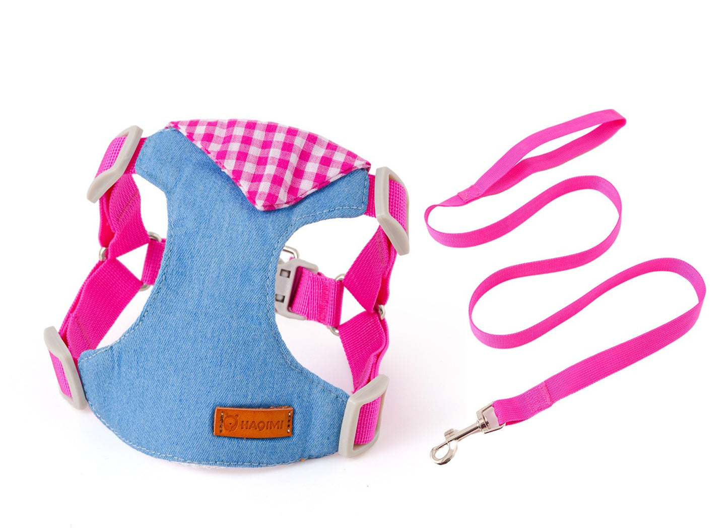 Plaid Denim Dog Accessory Set for Dogs – Yellow
