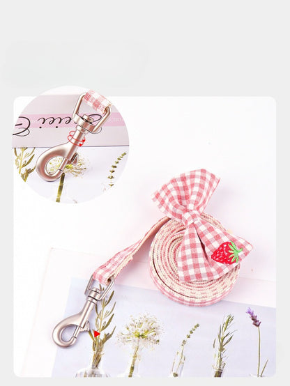 Plaid Fruit Dog Accessory Set for Dogs – Pink