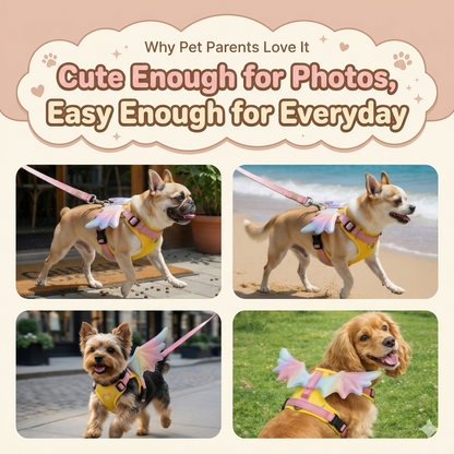 Rainbow Wings Harness & Leash Set for Small Dogs