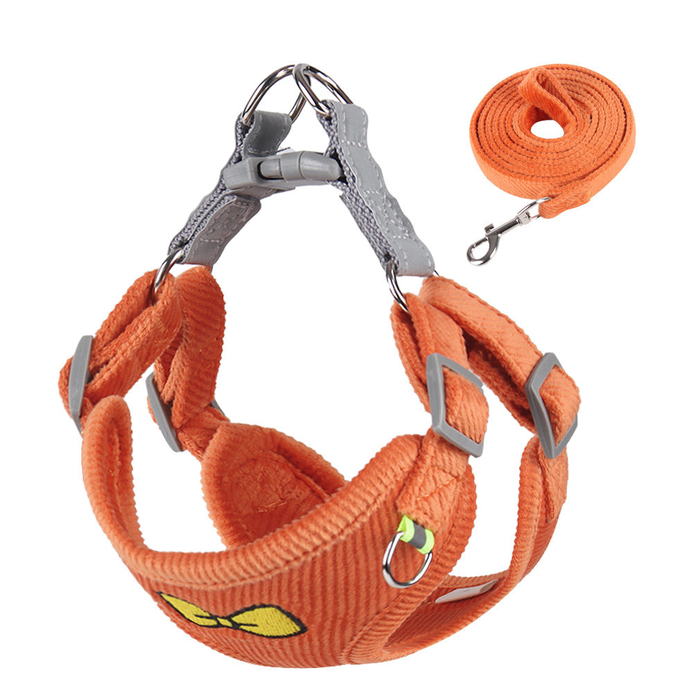Corduroy Bow Tie Harness & Leash Set