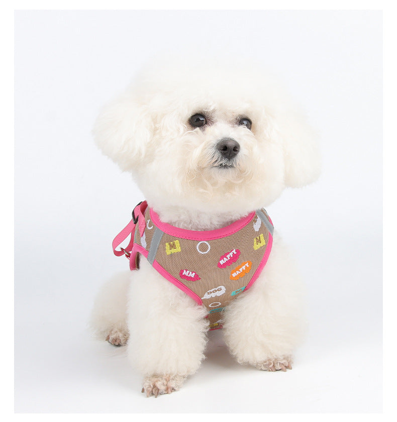 Embroidered Mesh Harness & Leash Set