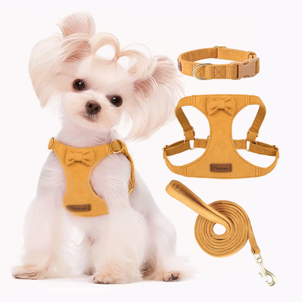 Soft Faux Suede Harness, Leash & Collar Set