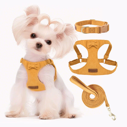 Soft Faux Suede Harness, Leash & Collar Set