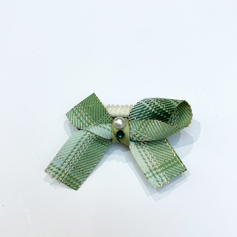 Green Pattern Bow Dog Hair Clips – Green