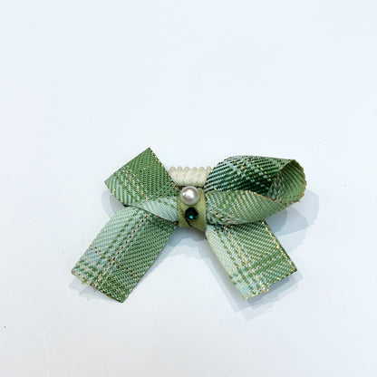 Green Pattern Bow Dog Hair Clips – Green