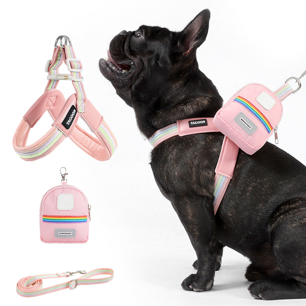 Rainbow V-Shaped Harness & Leash Set