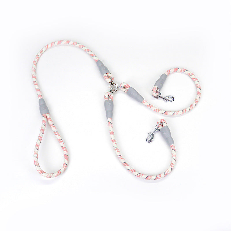 Reflective Braided Double Dog Leash for Dogs – Blue