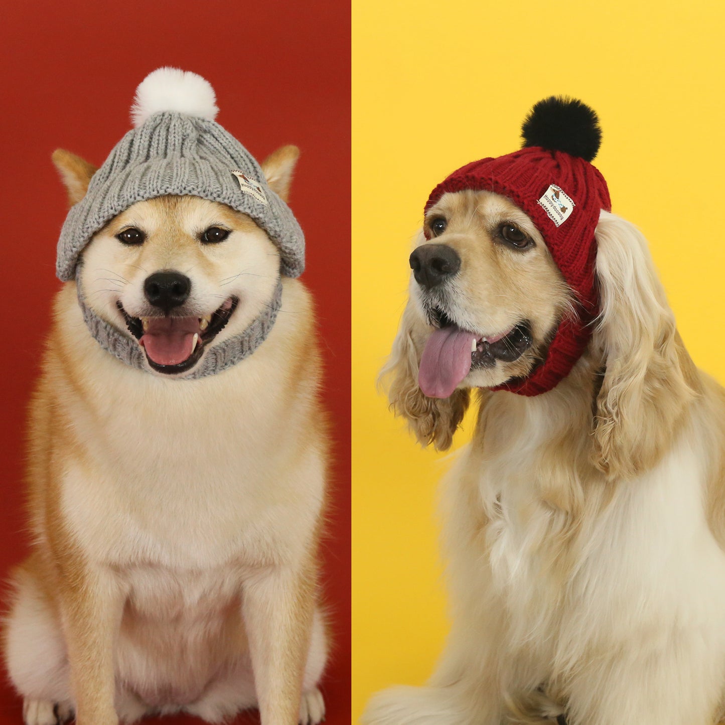 Knitted Pom Pom Hat for Dogs – Red