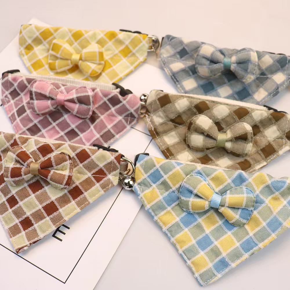 Plaid Bow Dog Bandana