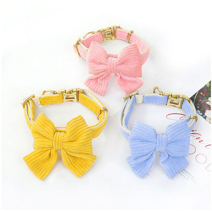 Corduroy Bow Collar Set