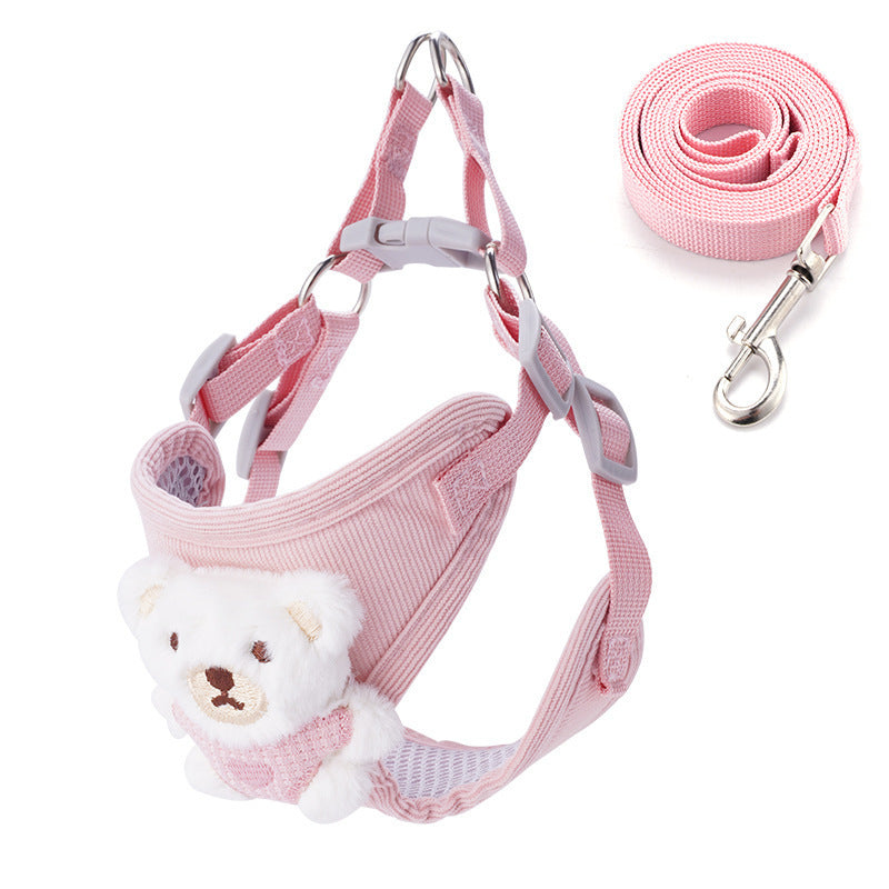 3D Cartoon Bear Dog Accessory Set for Dogs – Pink