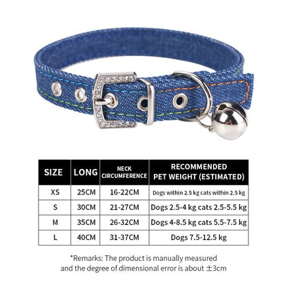 Rhinestone Denim Dog Collar