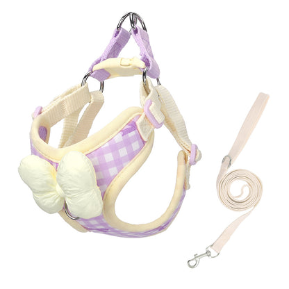 Plaid Bow Harness & Leash Set