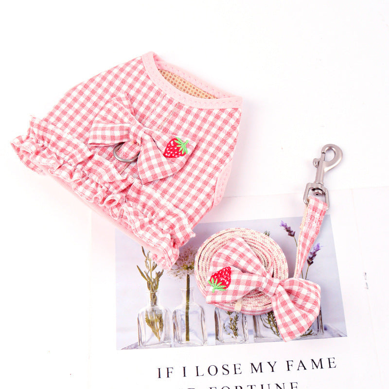 Plaid Fruit Dog Accessory Set for Dogs – Pink