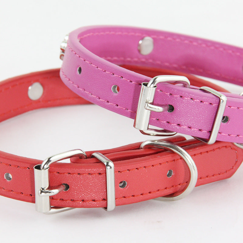 Paw Print Leather Dog Collar