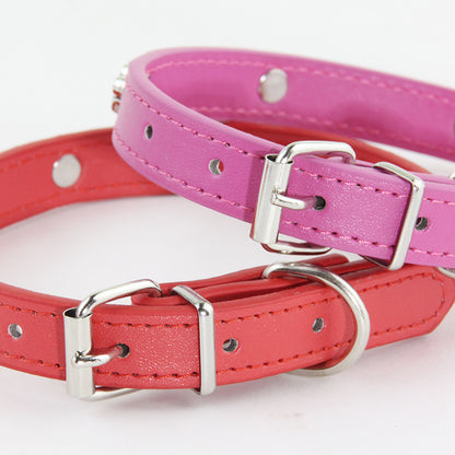 Paw Print Leather Dog Collar