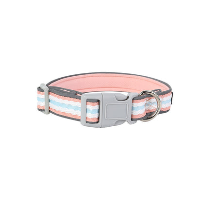 Striped Adjustable Dog Collar for Dogs – Pink