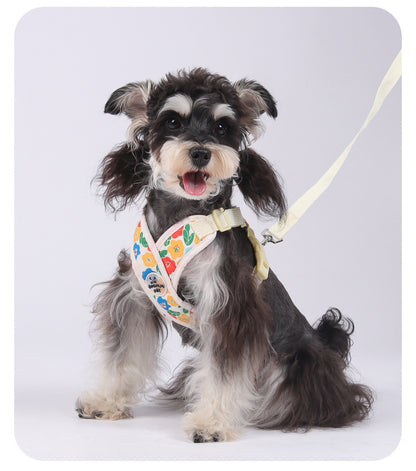 Floral Mesh Dog Harness Set
