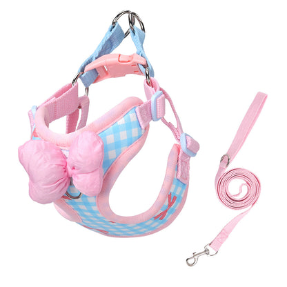 Plaid Bow Harness & Leash Set