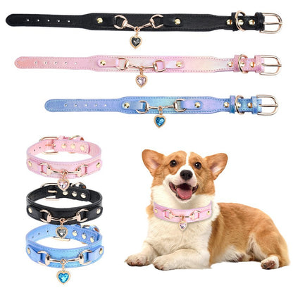 Heart Crystal Shimmer Dog Collar