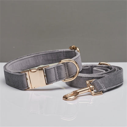 Personalized Velvet Collar & Leash Set