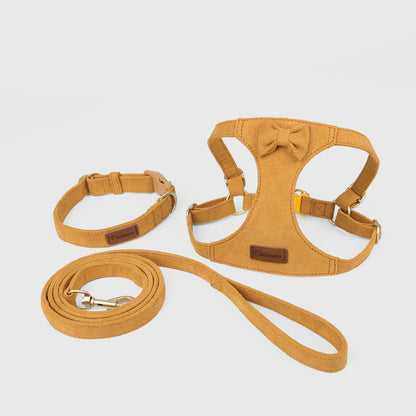 Soft Faux Suede Harness, Leash & Collar Set
