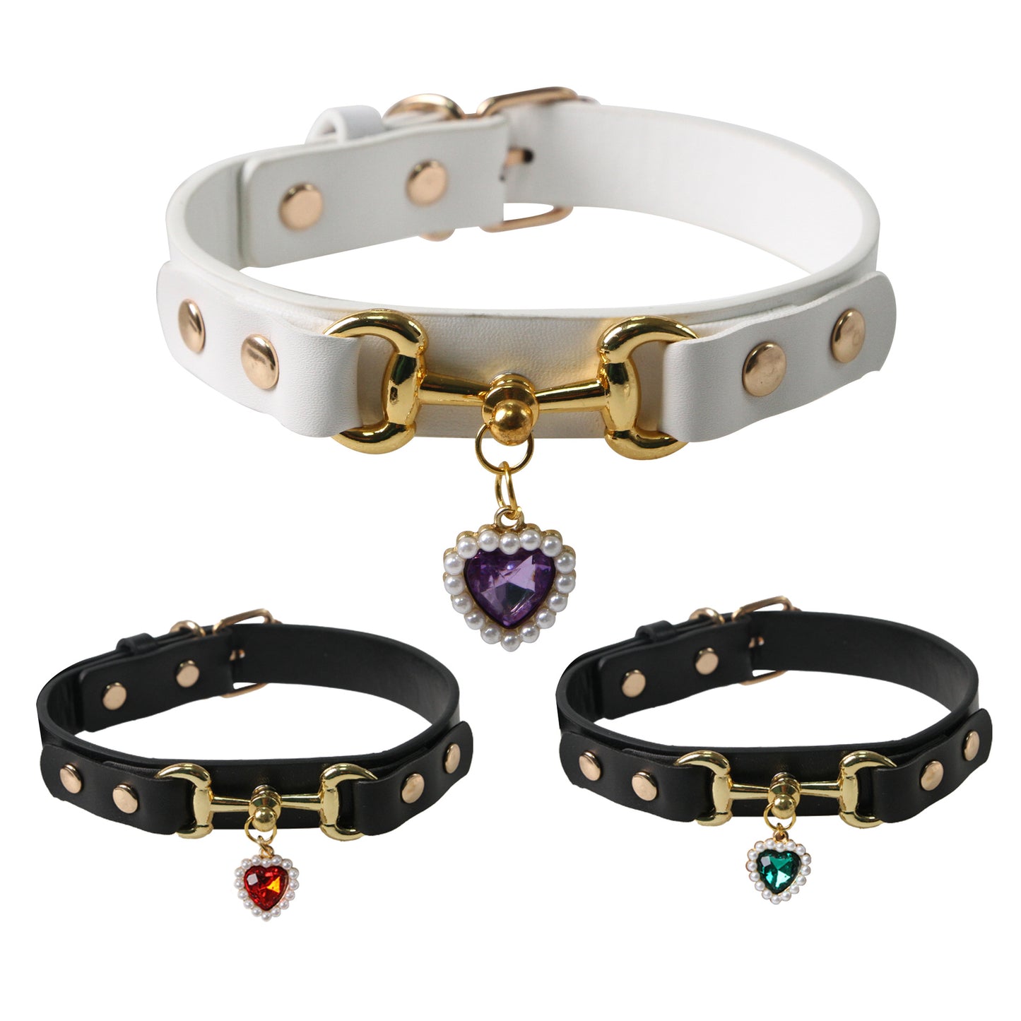 Faux Leather Charm Dog Collar for Dogs – Multi-Color