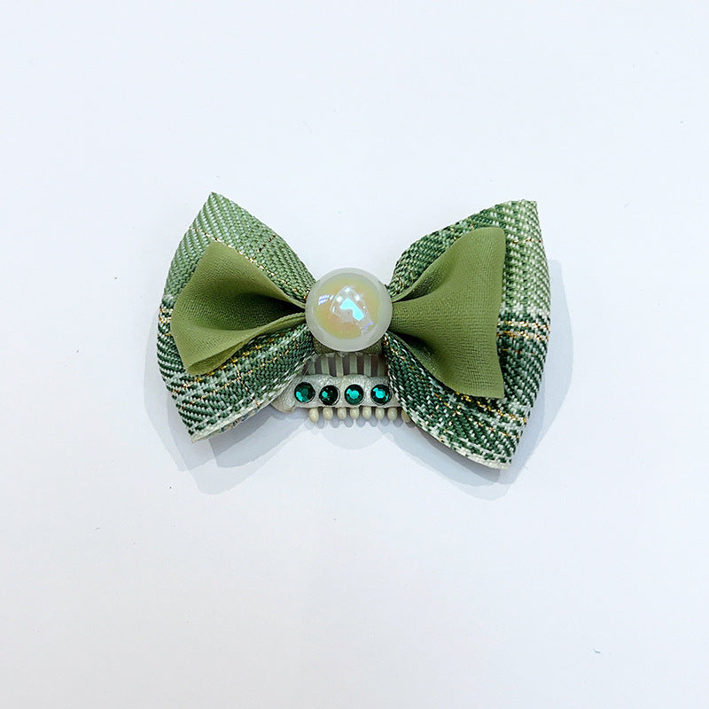 Green Pattern Bow Dog Hair Clips – Green