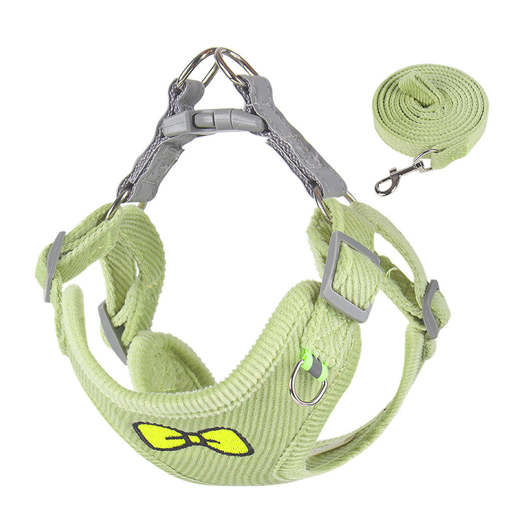 Corduroy Bow Tie Harness & Leash Set