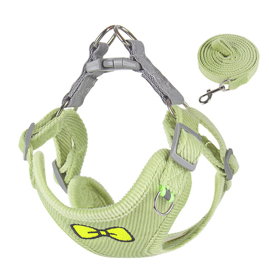 Corduroy Bow Tie Harness & Leash Set