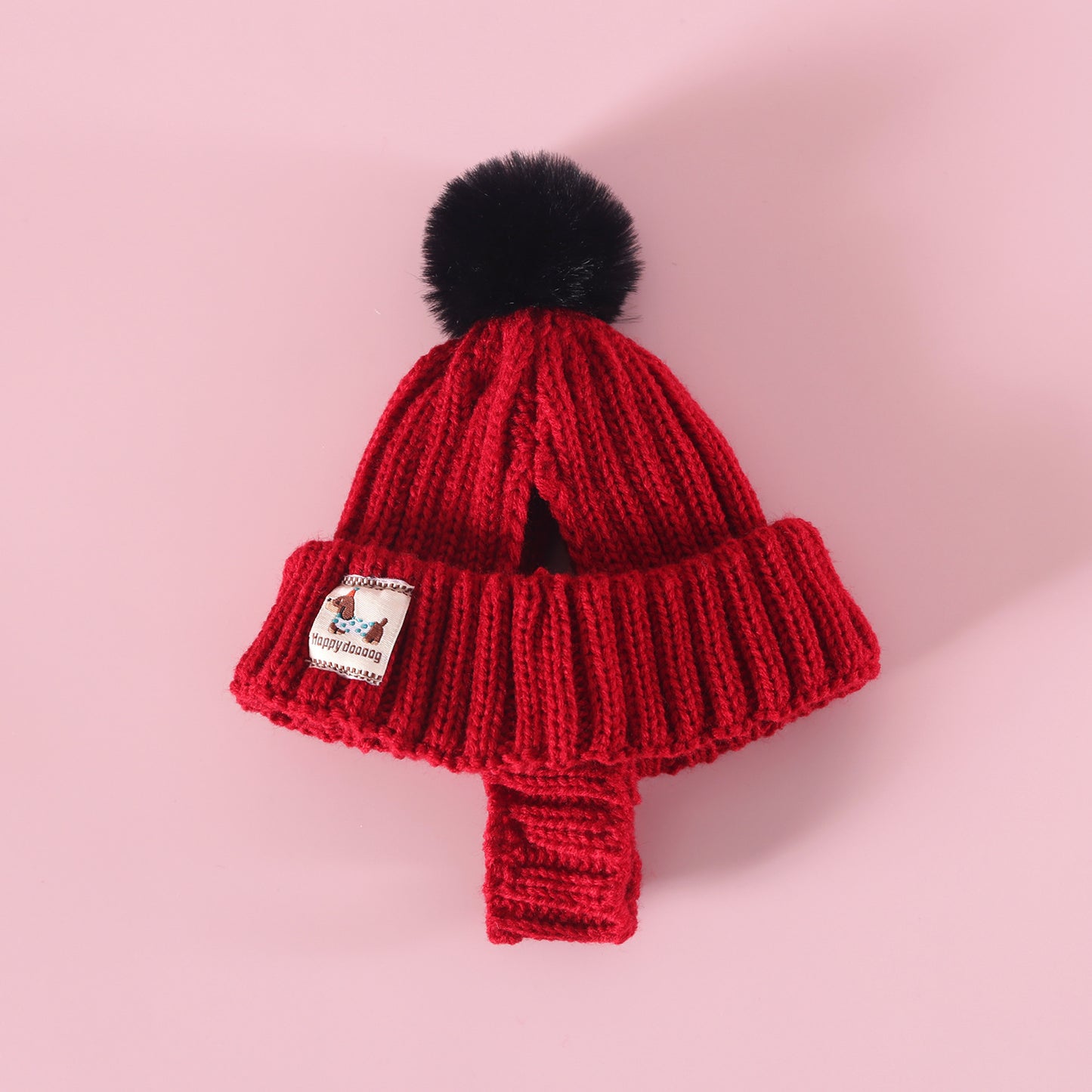 Knitted Pom Pom Hat for Dogs – Red