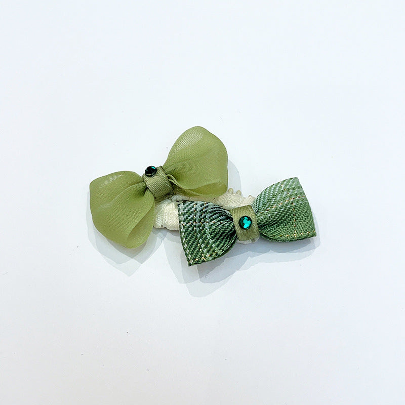 Green Pattern Bow Dog Hair Clips – Green