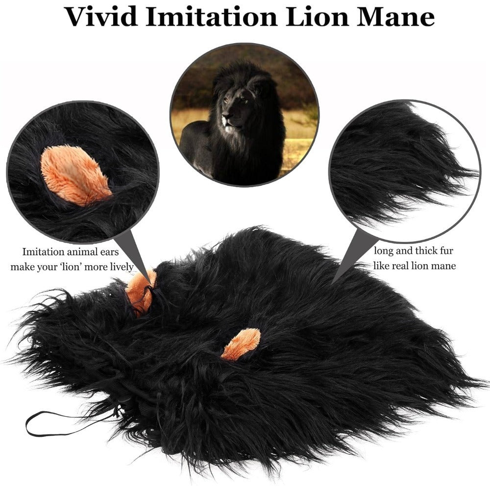Lion Mane Dog Hat for Dogs – Black