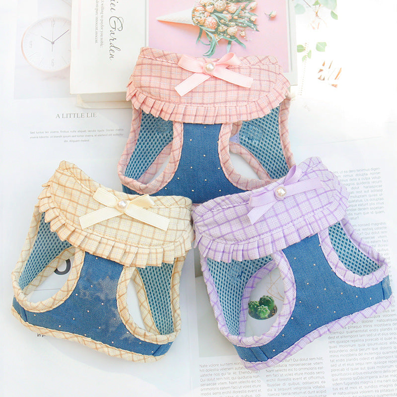 Plaid Ruffle Harness & Leash Set