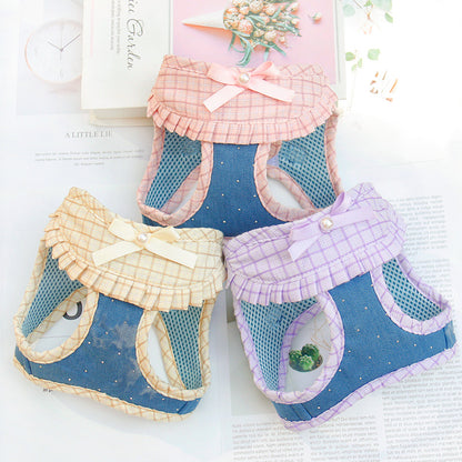 Plaid Ruffle Harness & Leash Set
