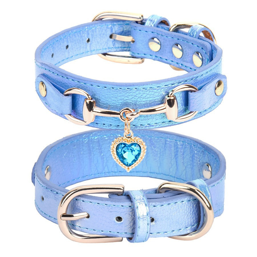Heart Crystal Shimmer Dog Collar