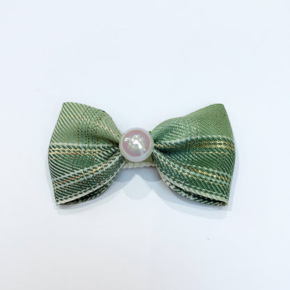 Green Pattern Bow Dog Hair Clips – Green
