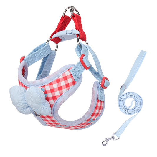 Plaid Bow Harness & Leash Set