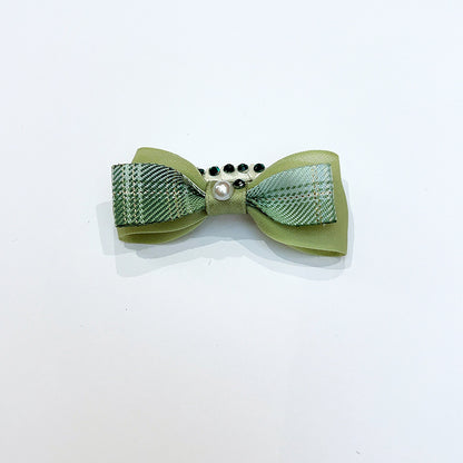 Green Pattern Bow Dog Hair Clips – Green