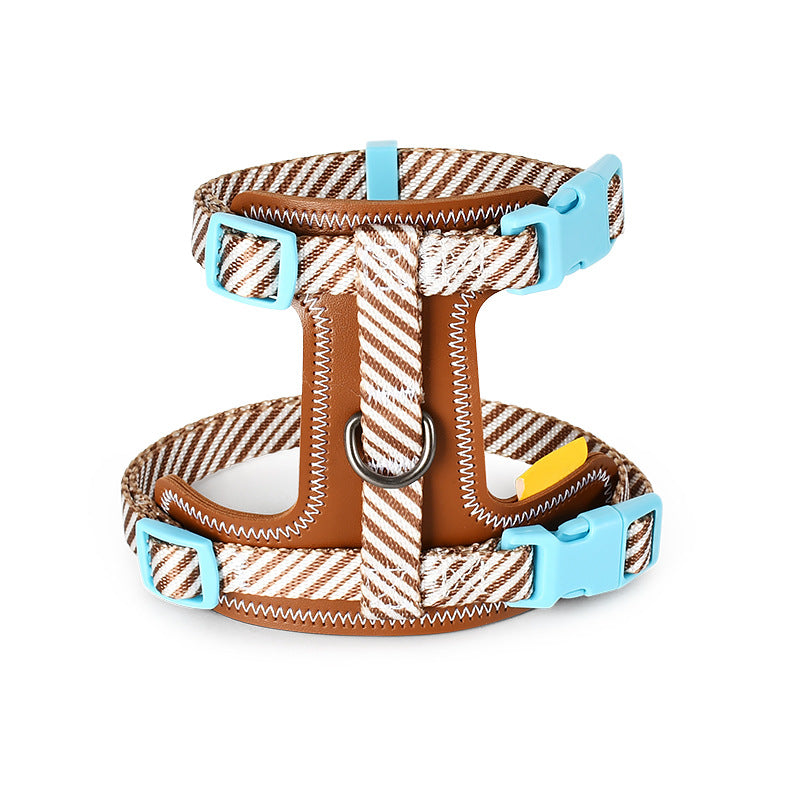 Striped Harness & Leash Set – Brown