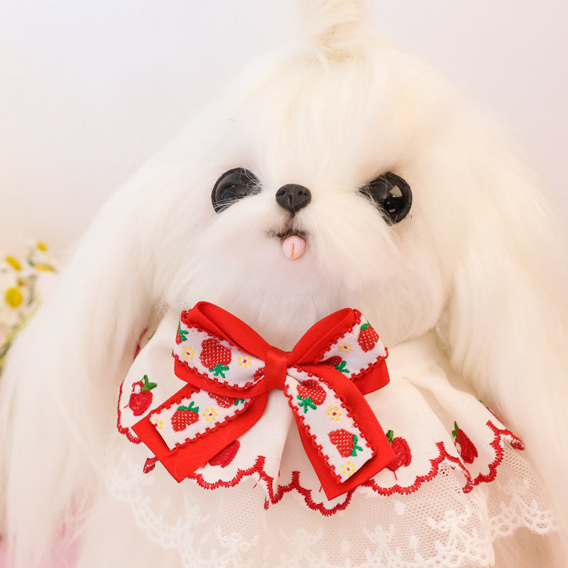 Floral Lace Dog Bandana for Dogs – Red