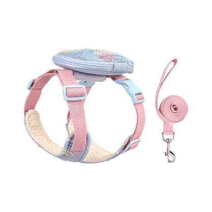 Seersucker Harness, Leash & Bag Set