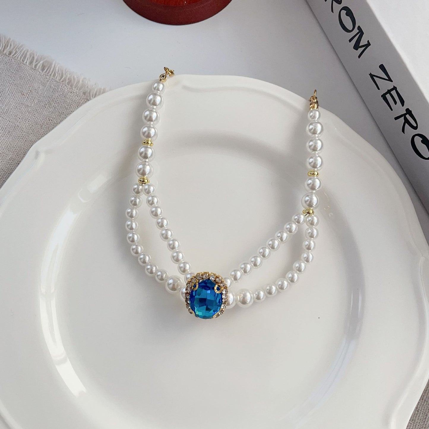 Pearl Gemstone Dog Necklace