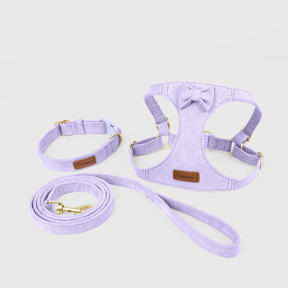 Soft Faux Suede Harness, Leash & Collar Set