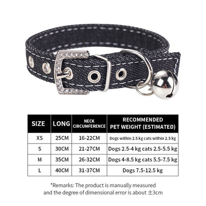 Rhinestone Denim Dog Collar