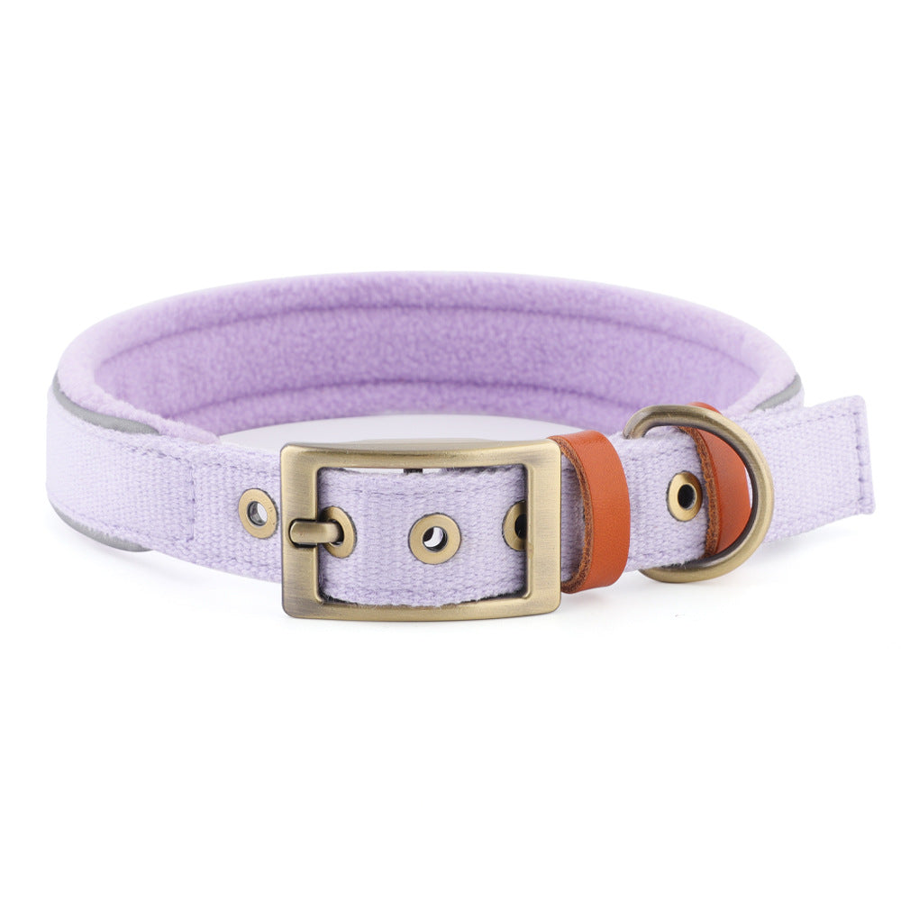 Linen Fleece Padded Dog Collar for Dogs – Beige